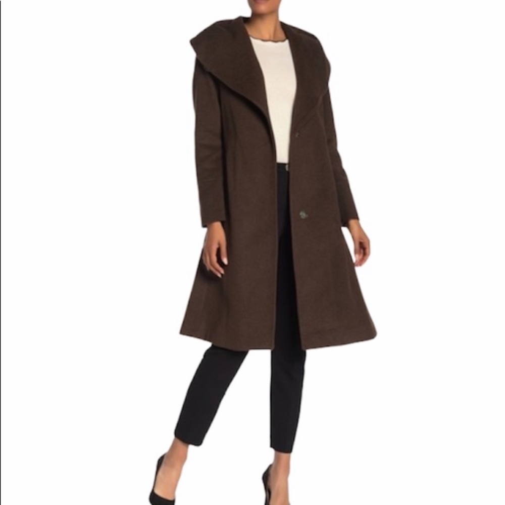 NWT Cole Haan Wool Blend Shawl Collar Belted Coat SZ 2